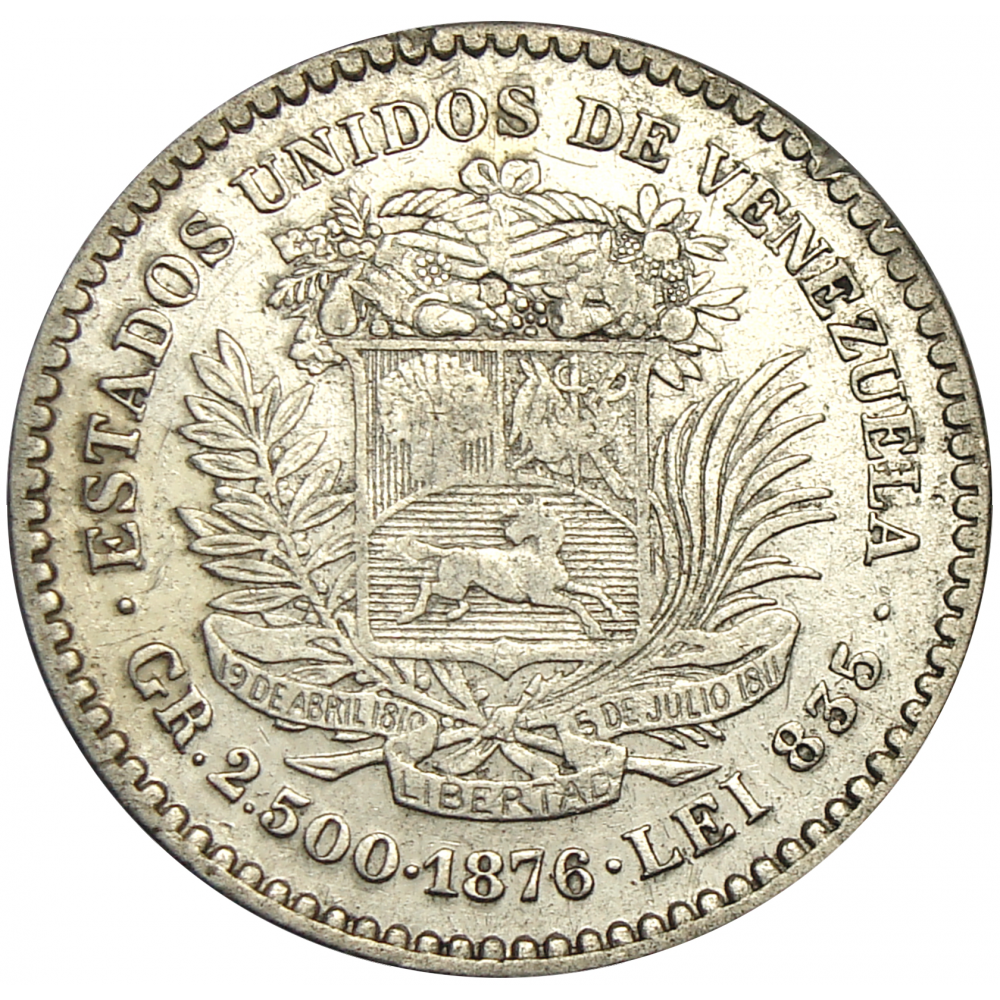 Moneda 10 Centavos 1876 "A" Romana - Real - Numisfila