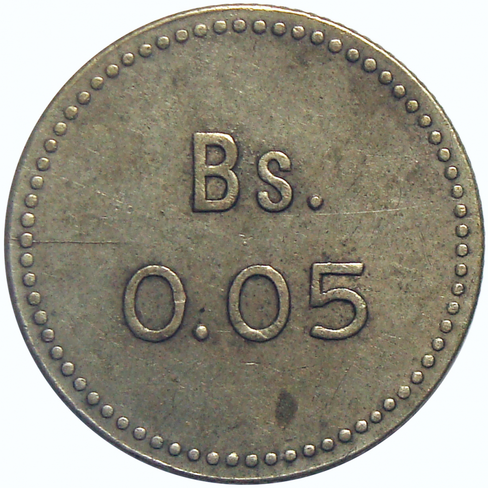 Ficha Leproserias Providencia 0,05 Bolívares 1939  - Numisfila