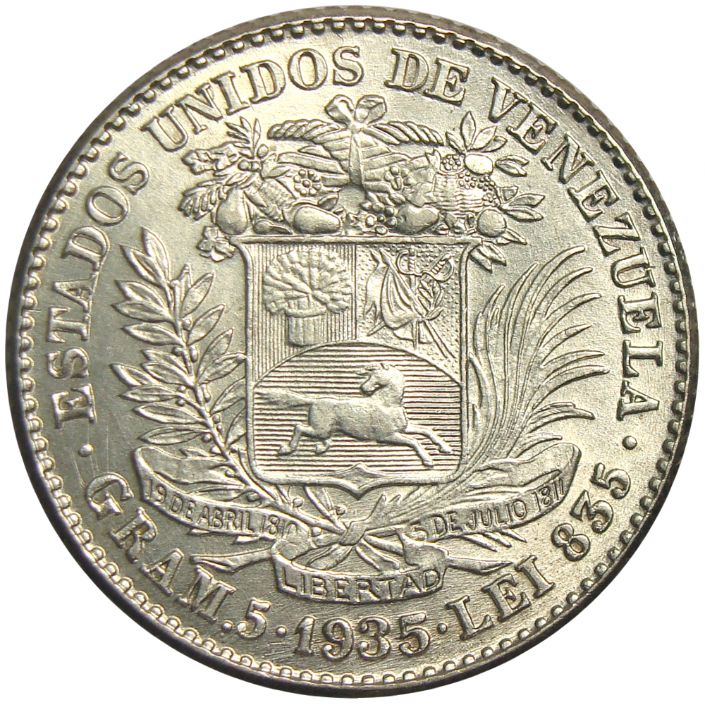 Bello Bolivar 1935 Moneda de Plata - Numisfila