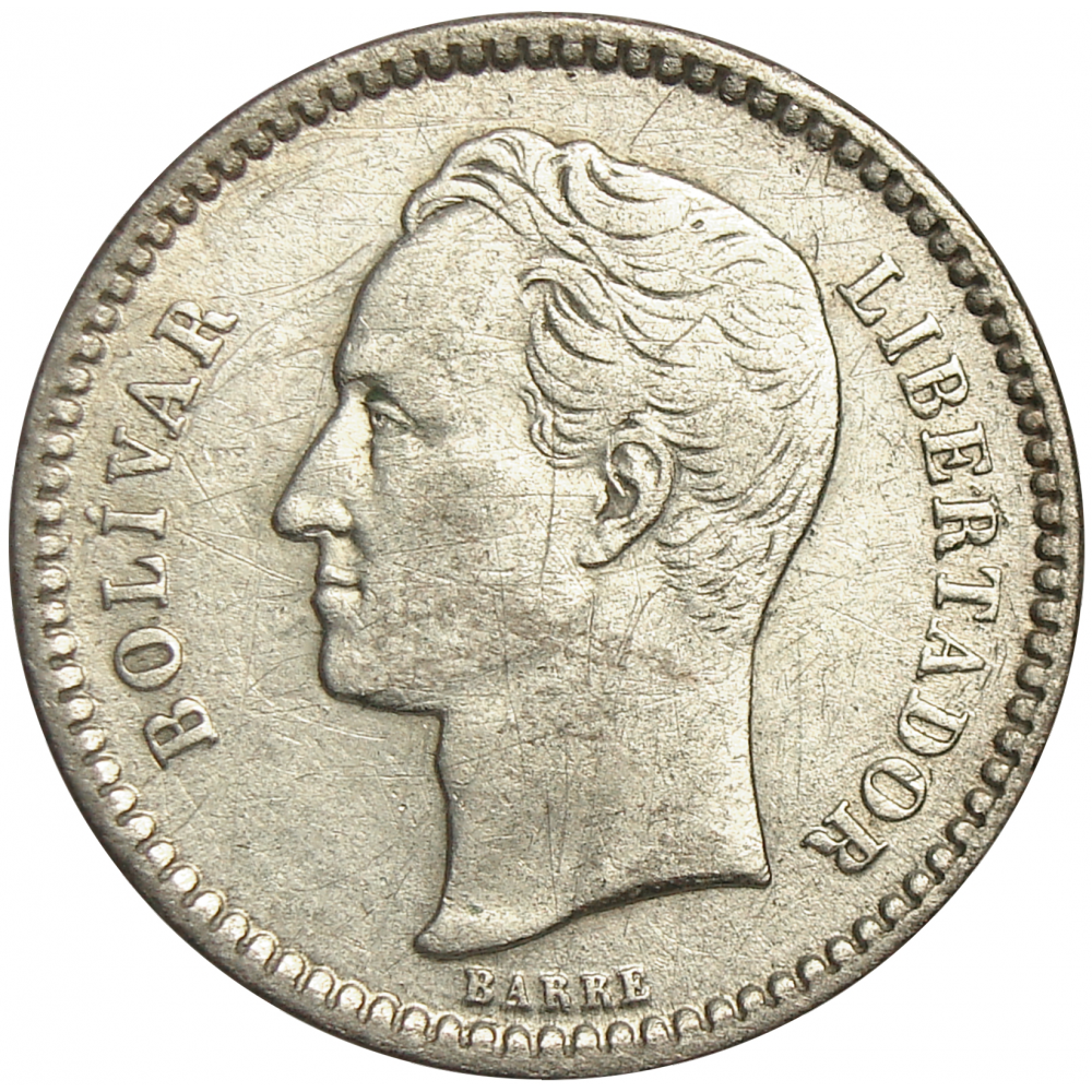 Moneda Plata 50 Céntmos Real 1919 ½ Bolívar  - Numisfila