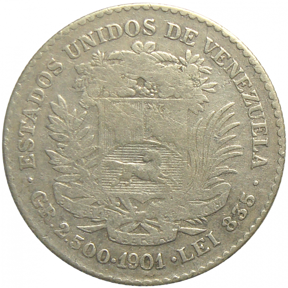 Real de Plata Moneda ½ Bolivar 1901 - Numisfila