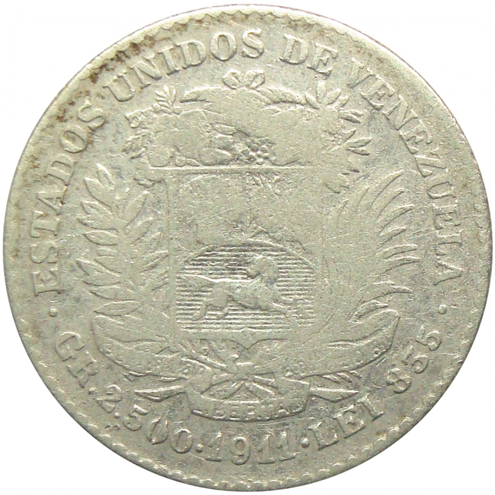 Moneda ½ Bolivar Real Plata 1911 - Numisfila