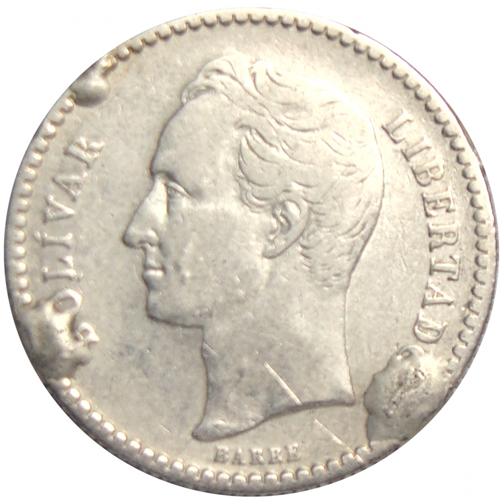 Moneda Plata 50 Céntimos - Real 1887 ½ Bolivar  - Numisfila