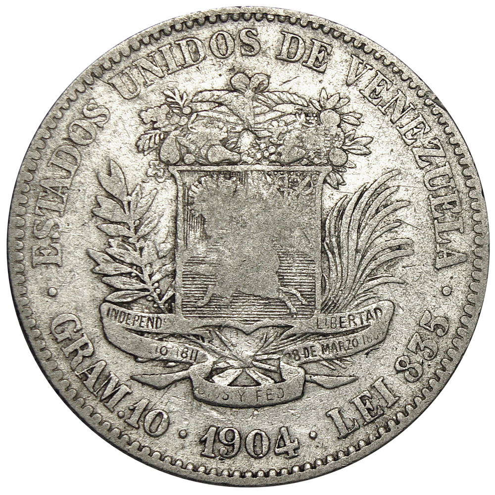 Moneda de Plata 2 Bolivares 1904 - Numisfila