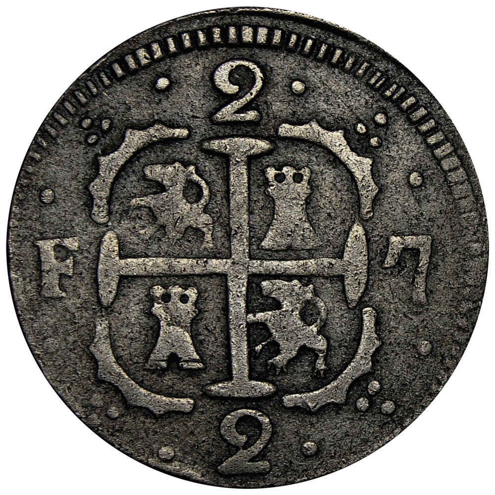 Moneda Caracas 2 Reales 1819 León Castillo B. S. Morillera - Numisfila