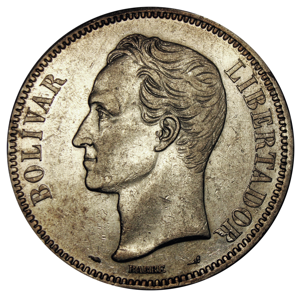 Buena Moneda Plata 5 Bolívares Fuerte 1910 Cero Redondo  - Numisfila