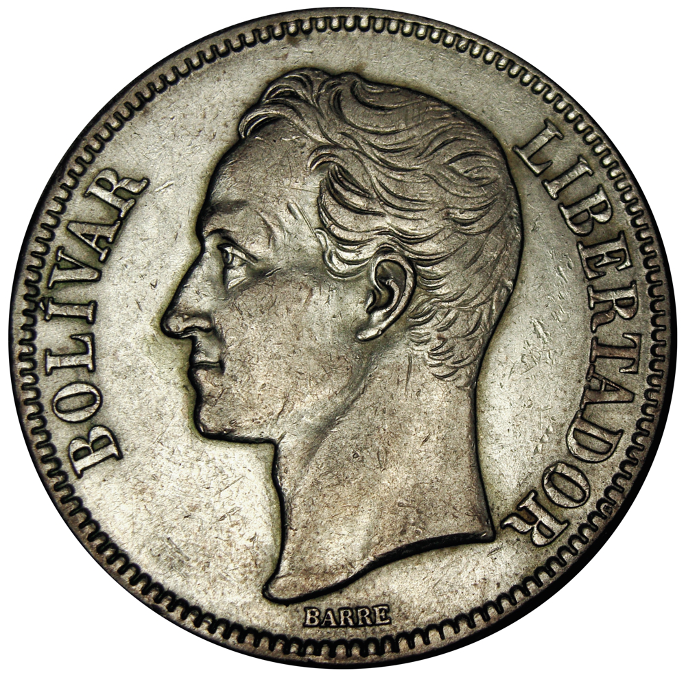 Excelente Moneda Plata 5 Bolivares Fuerte 1919  - Numisfila