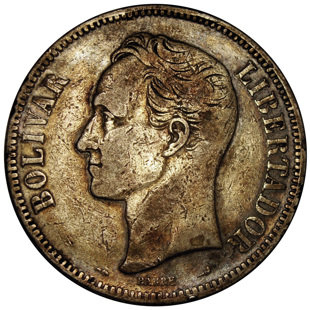 Moneda de Plata 5 Bolívares Fuerte 1905  - Numisfila