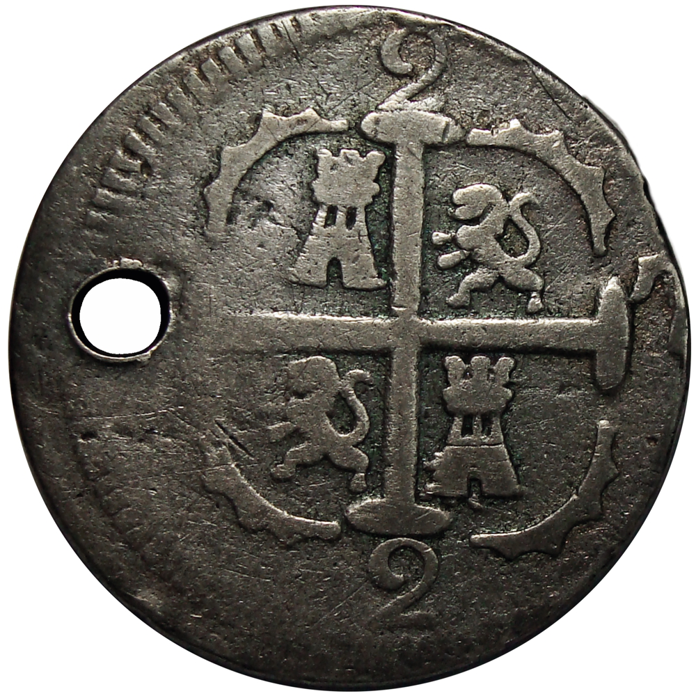 Moneda Caracas 2 Reales 1819 - 9 sobre 8 Castillo León Morillera  - Numisfila