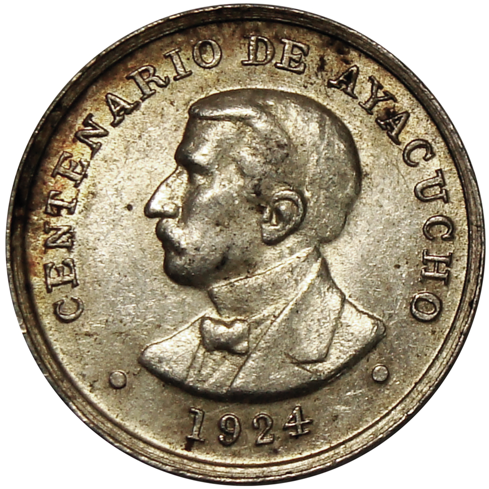 Medalla Plata Venezuela Centenario Ayacucho 1924 Bolívar y Leguía  - Numisfila