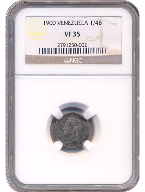 Moneda 25 Céntimos 1900 NGC VF 35   Medio - ¼ Bolívar - Numisfila