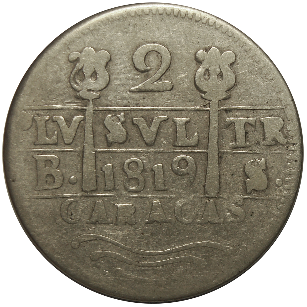 Replica Moneda Caracas 2 Reales 1819 B. S. León Castillo Morillera - Numisfila