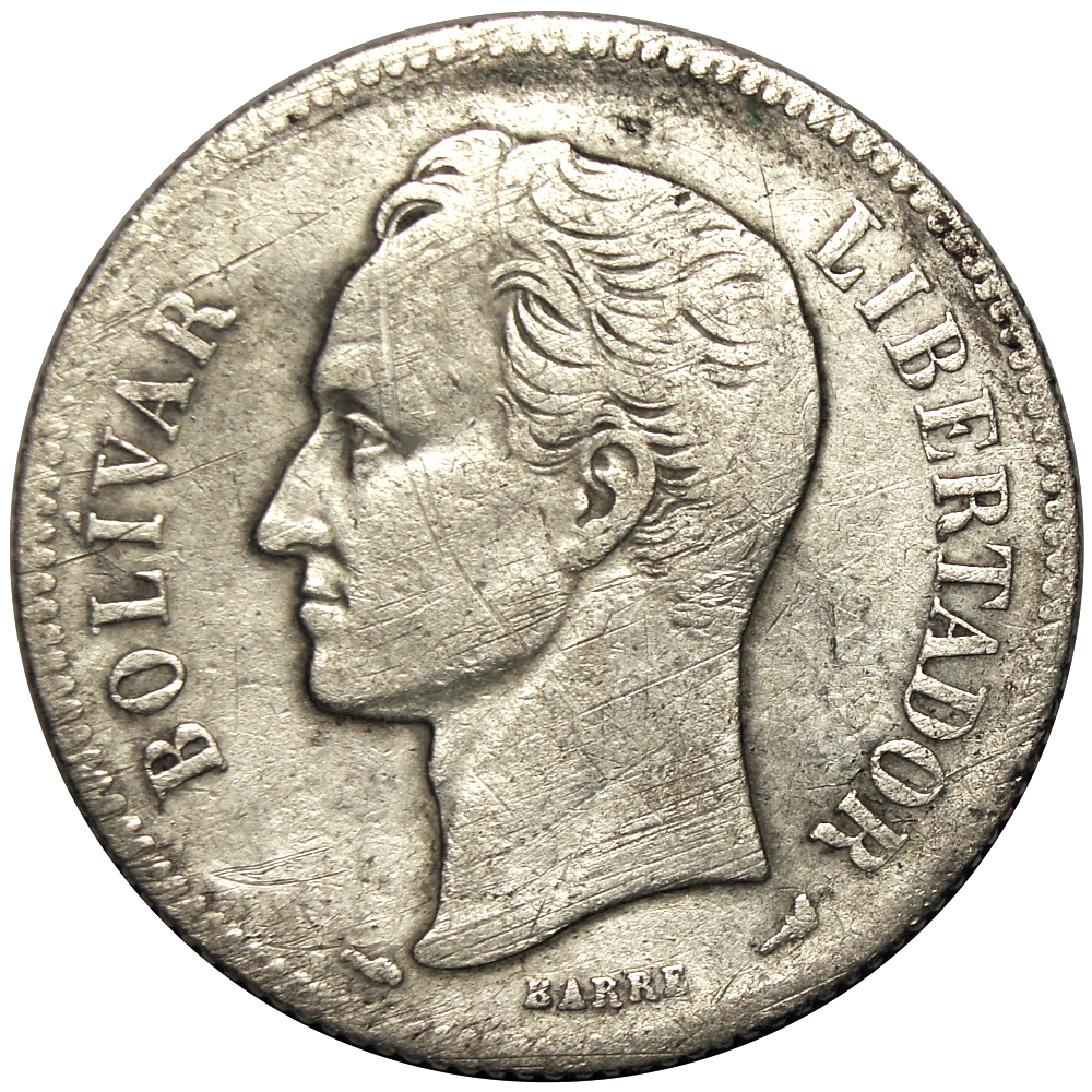 Moneda de Plata 2 Bolívares 1904 Variante "04" Pequeños  - Numisfila