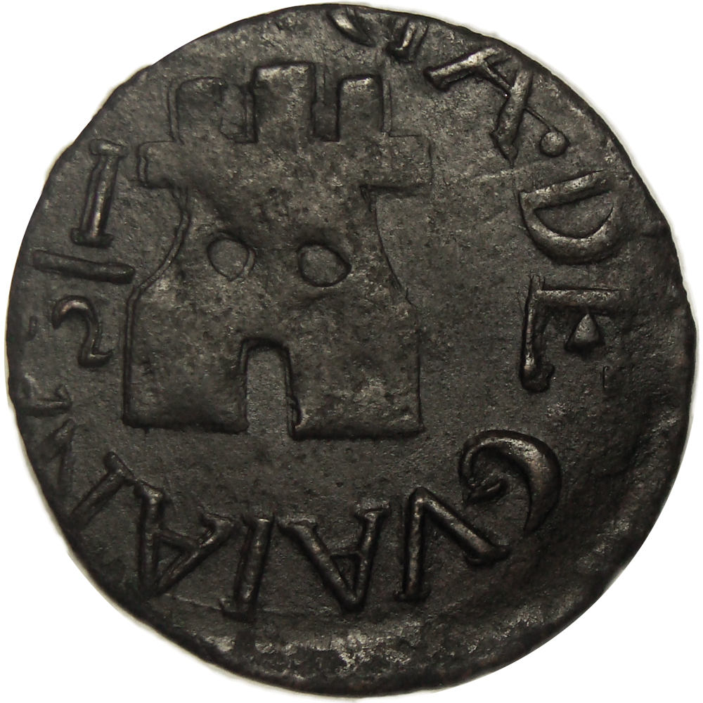 Provincia Guayana Moneda ½ Real 1815 Variante 5 Acostado Doble Castillo - Numisfila