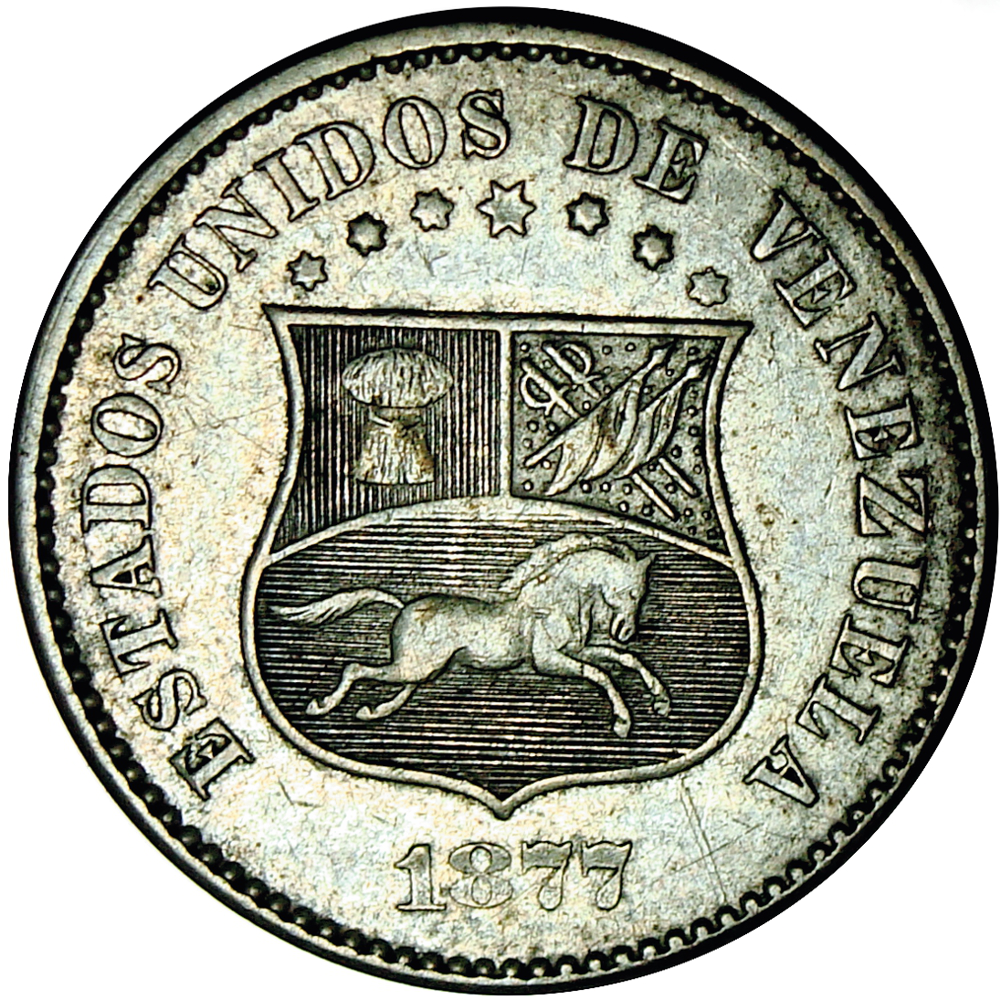 Moneda Venezuela 2 ½ Centavos 1877 - Locha  - Numisfila