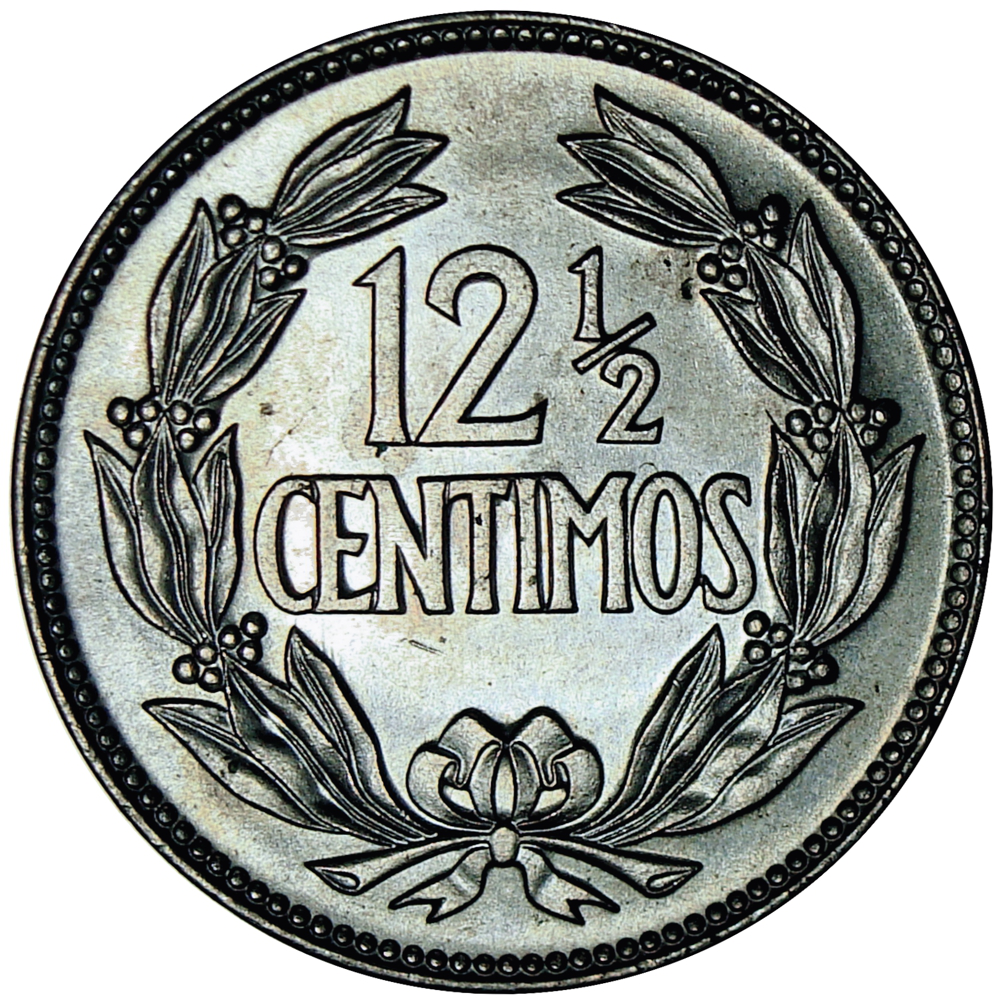 Locha Moneda 12½ Céntimos 1969 Estrella Plana y mate, Rama izquierda nervio continuo  - Numisfila