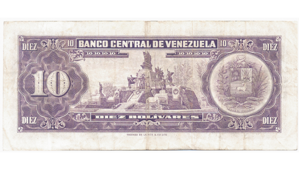 Escaso Billete Orejón 10 Bolívares 1952 E7 Serial E2619102  - Numisfila