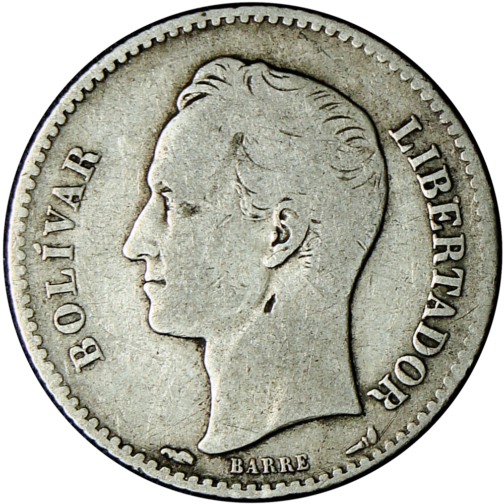 Moneda Plata 1 Bolívar 1911 - 1er 1 y 9 Cercanos  - Numisfila