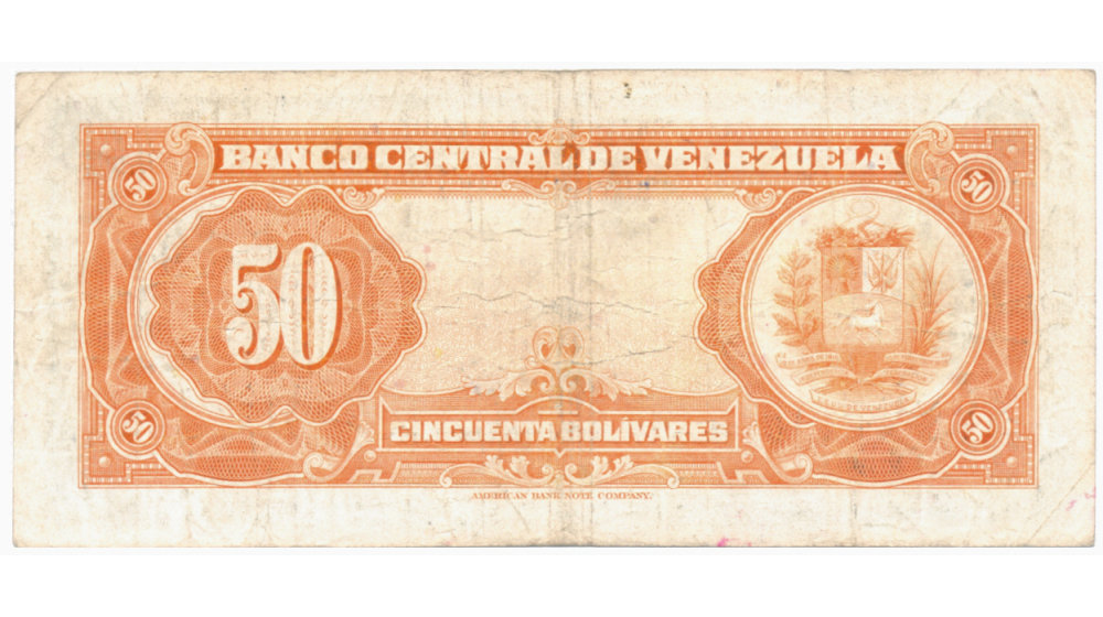 Billete 50 Bolívares Octubre 20 1949 B6 Serial B123522  - Numisfila