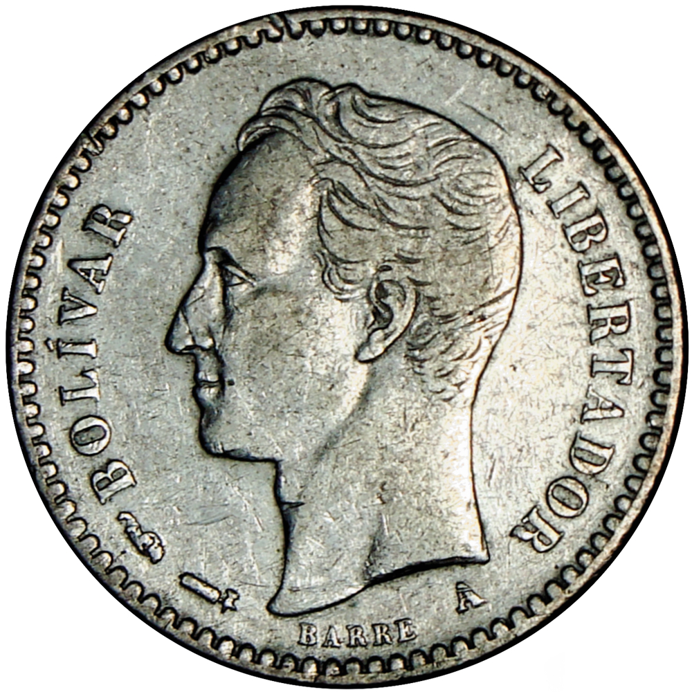 50 Céntimos 1893 Moneda de Plata ½ Bolívar - Real  - Numisfila