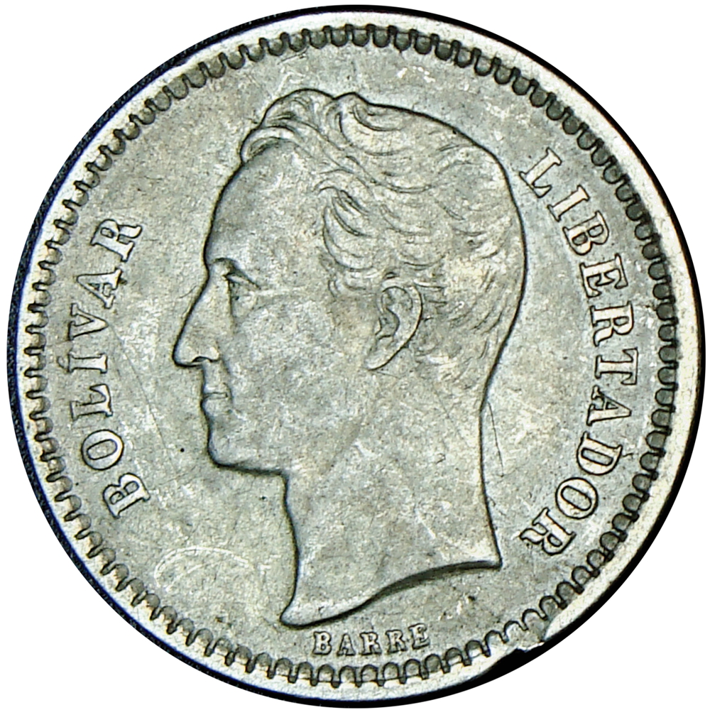 ½ Bolívar  Moneda de Plata 50 Céntimos - Real 1921  - Numisfila