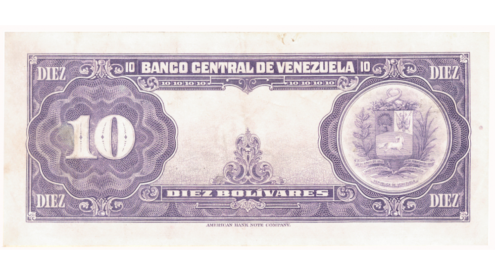 Billete 10 Bolivares 1956 Q7 Serial Q2289199  - Numisfila