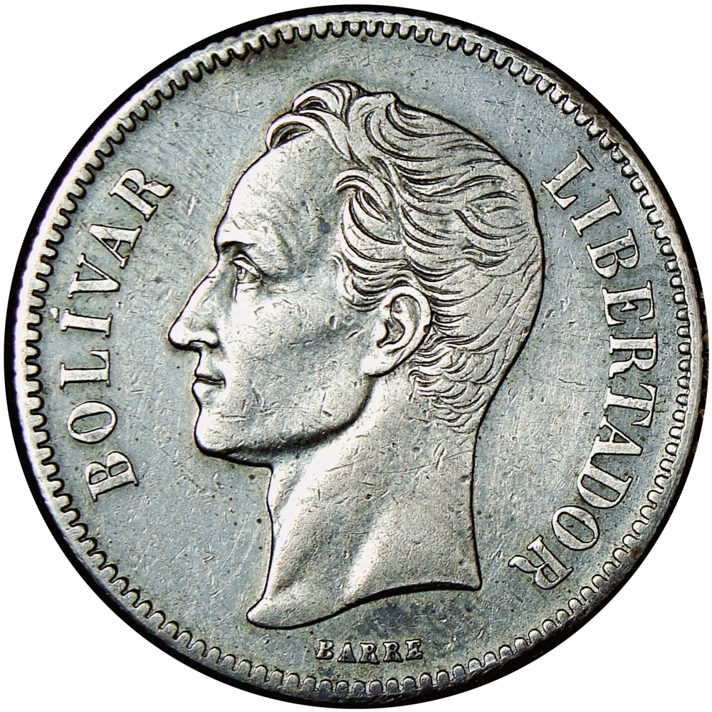 Escasa Moneda de Plata 2 Bolívares 1889  - Numisfila
