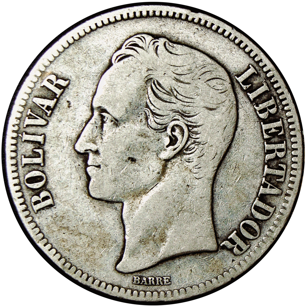 Fuerte Moneda de Plata 5 Bolívares 1879  - Numisfila