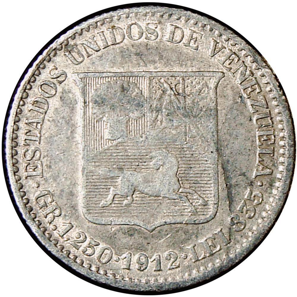 Moneda 25 Céntimos 1912 Medio - ¼ Bolívar - Numisfila