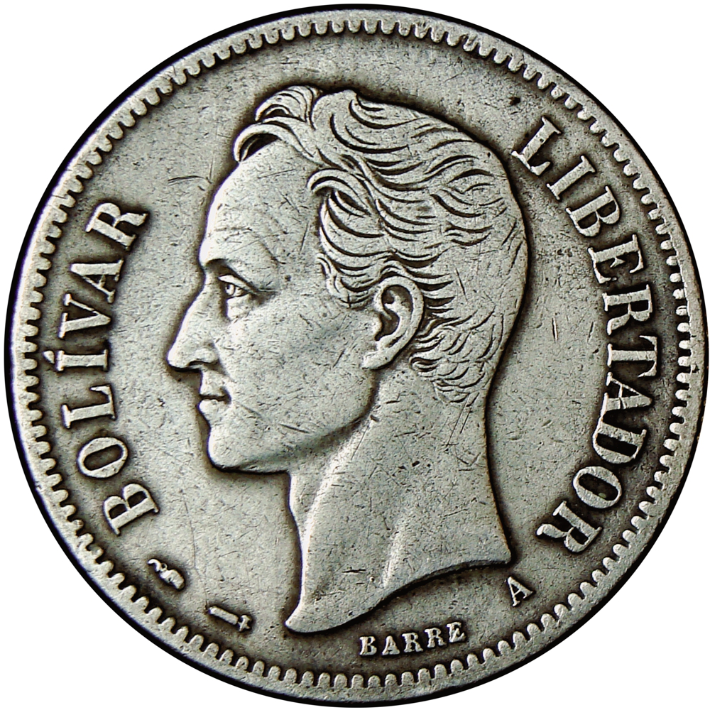 Difícil Moneda de Plata 2 Bolívares 1894  - Numisfila