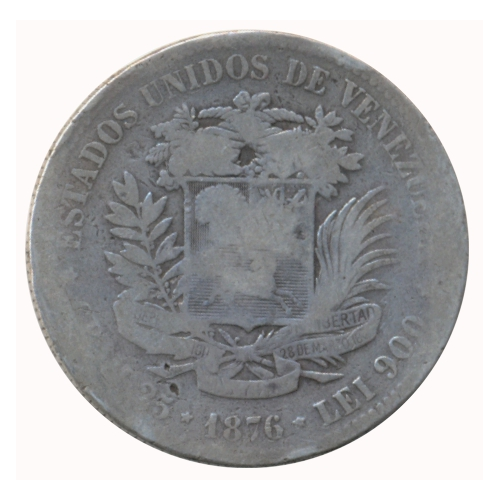 Venezolano 1876 Moneda de Plata - Popularmente 1er Fuerte - Numisfila