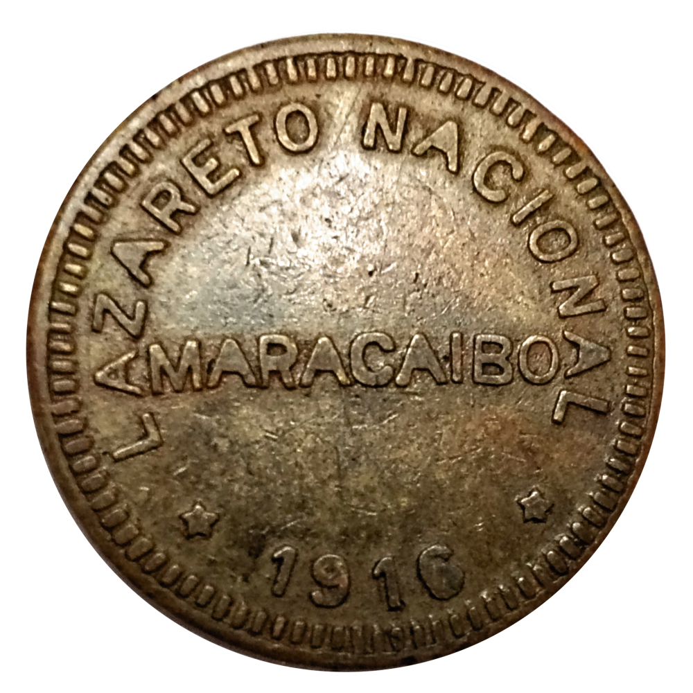 Leproserias Ficha Lazareto Nacional Maracaibo ½ Bolívar 1916 - Numisfila