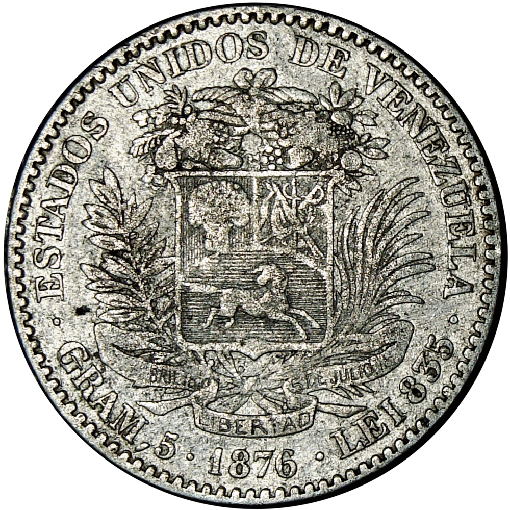 Venezuela Moneda 20 Centavos 1876 Peseta - Bolívar - Numisfila