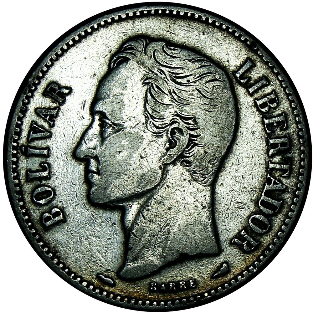 Moneda de Plata 2 Bolívares 1913 Variante 3 Alto  - Numisfila