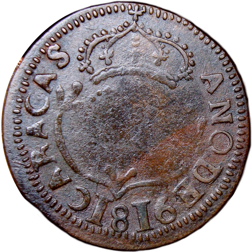 Moneda Caracas ¼ Real 1816 Variante 6 Cerrado - Numisfila