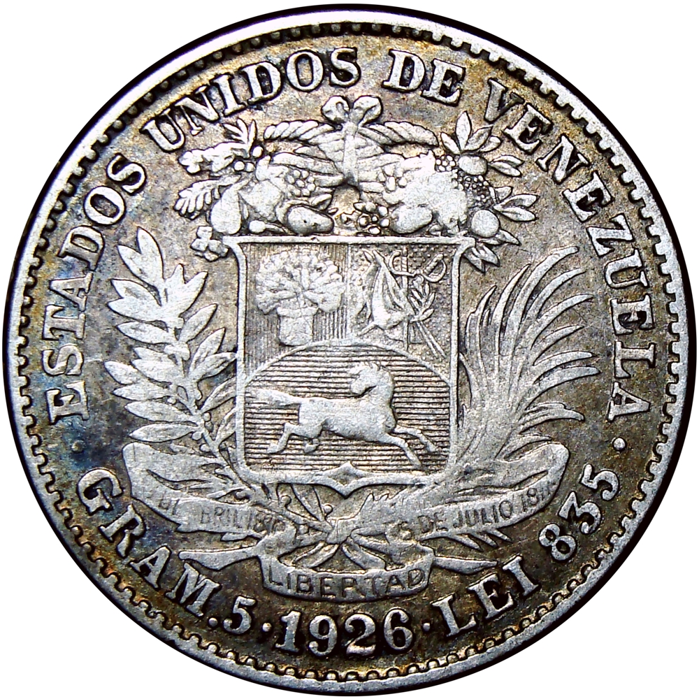 Venezuela Moneda de Plata 1 Bolívar 1926 - Numisfila