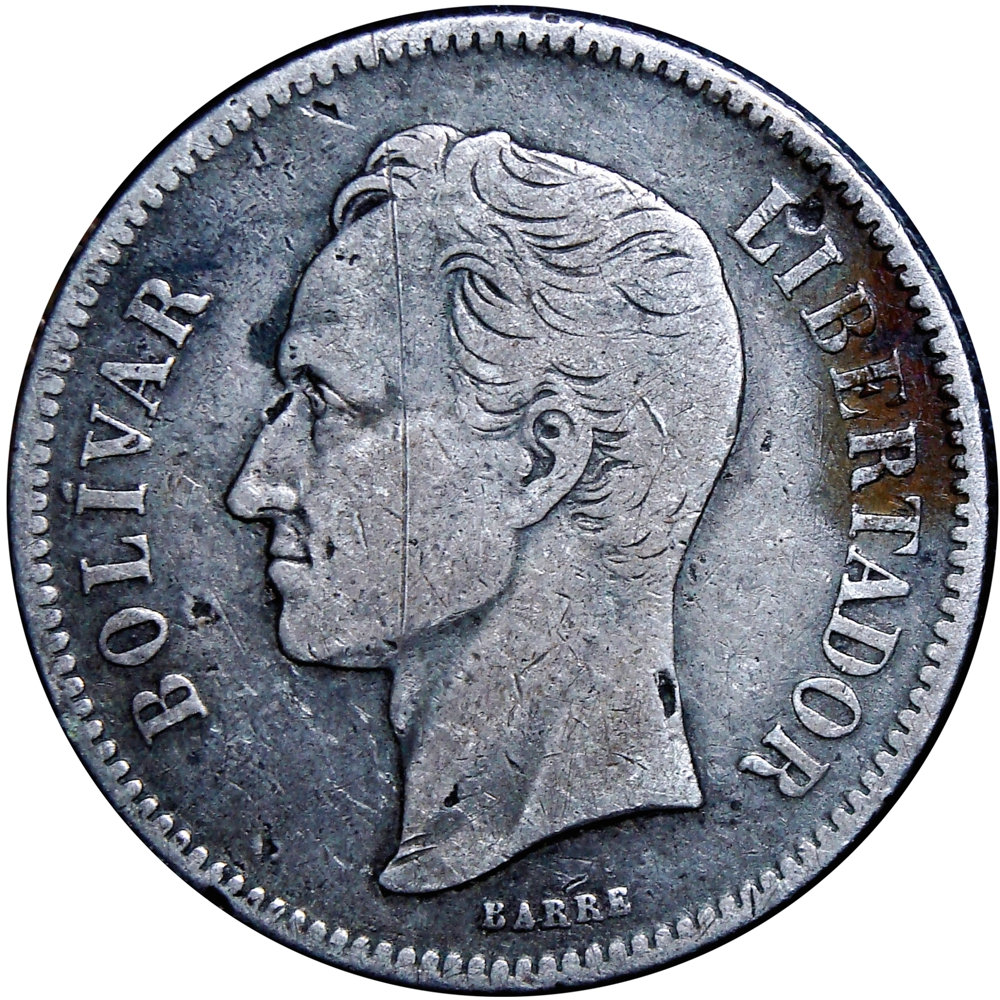 Moneda de Plata 2 Bolívares 1887 - 2do "8" Alto  - Numisfila