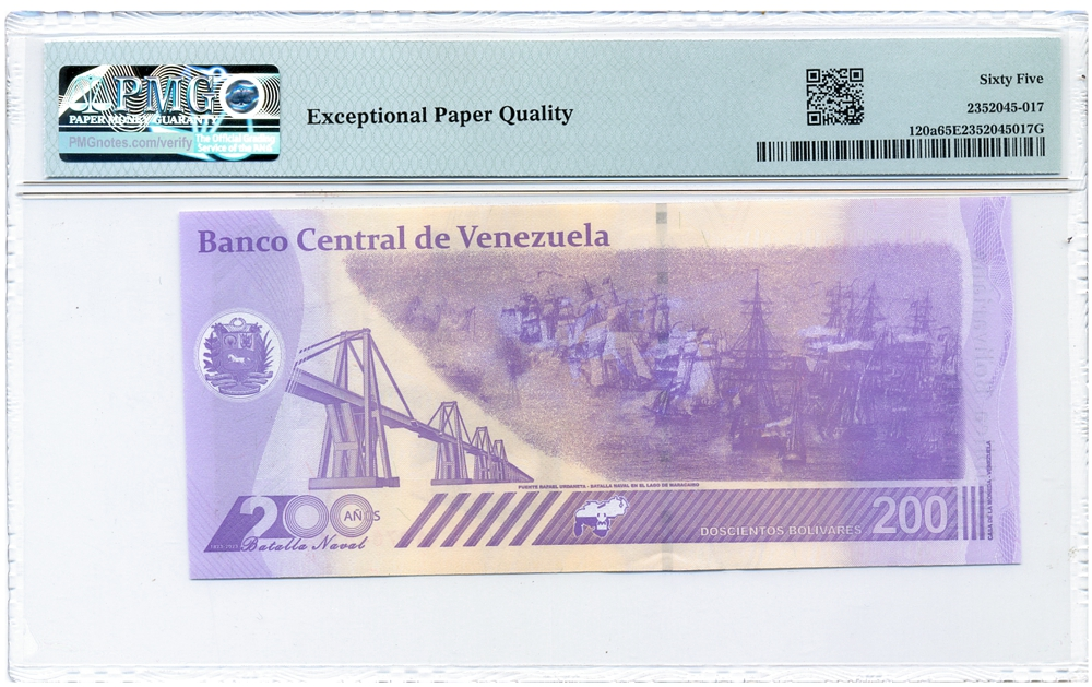 Billete 200 Bolívares 2023 A8 Serial A07348118 PMG 65  - Numisfila