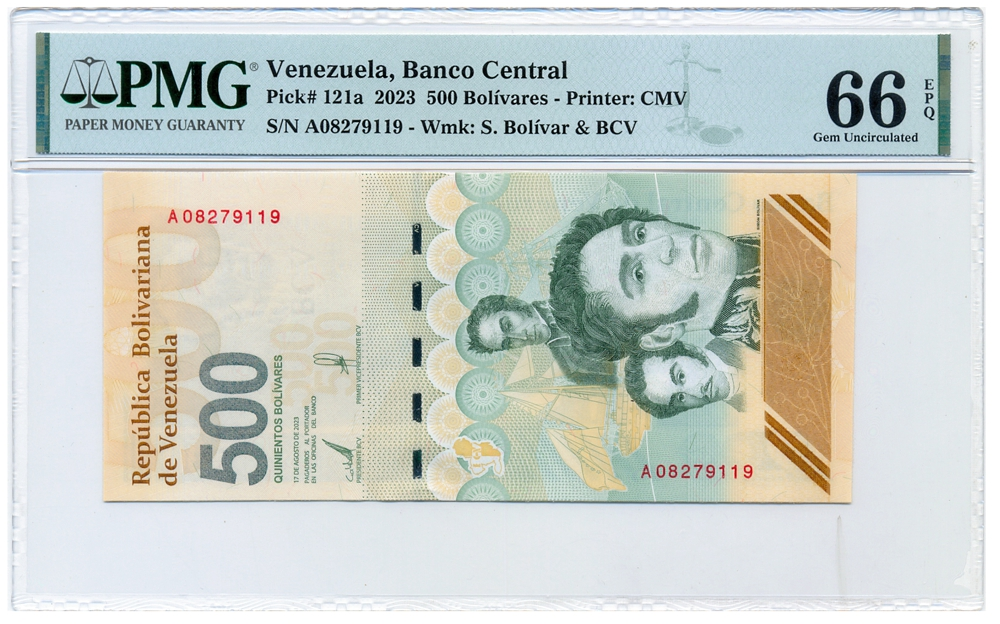 Billete 500 Bolívares 2023 A8 Serial A08279119 PMG 66 - Numisfila