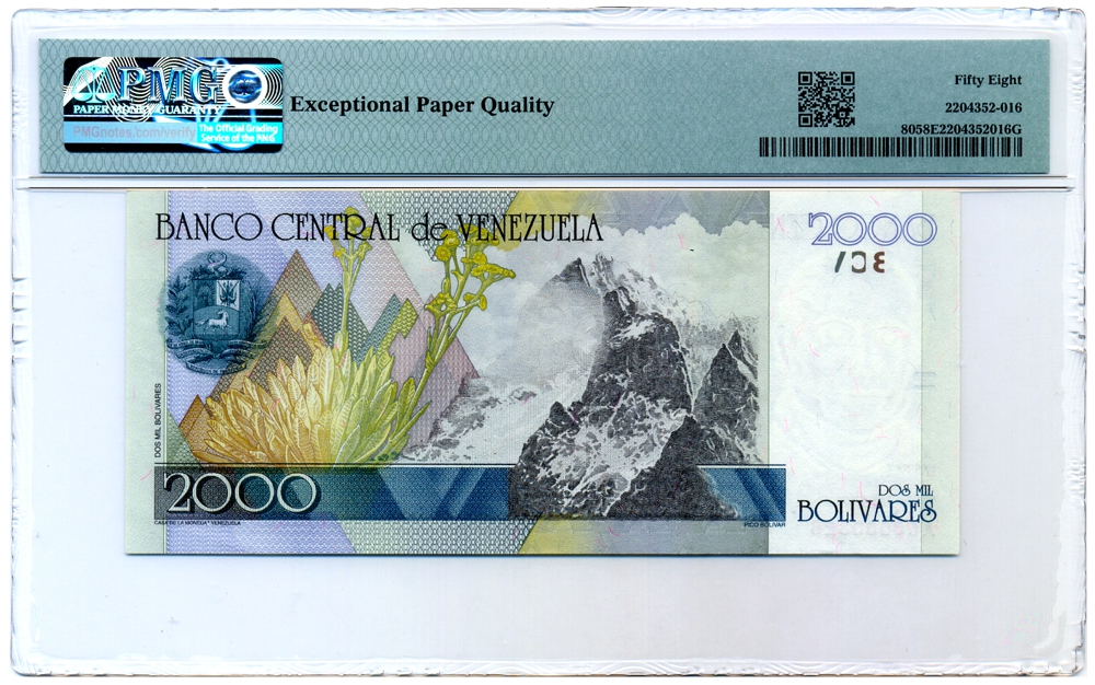 Billete 2000 Bolívares Octubre 1998 A8 Serial Bajo A00000826  - Numisfila