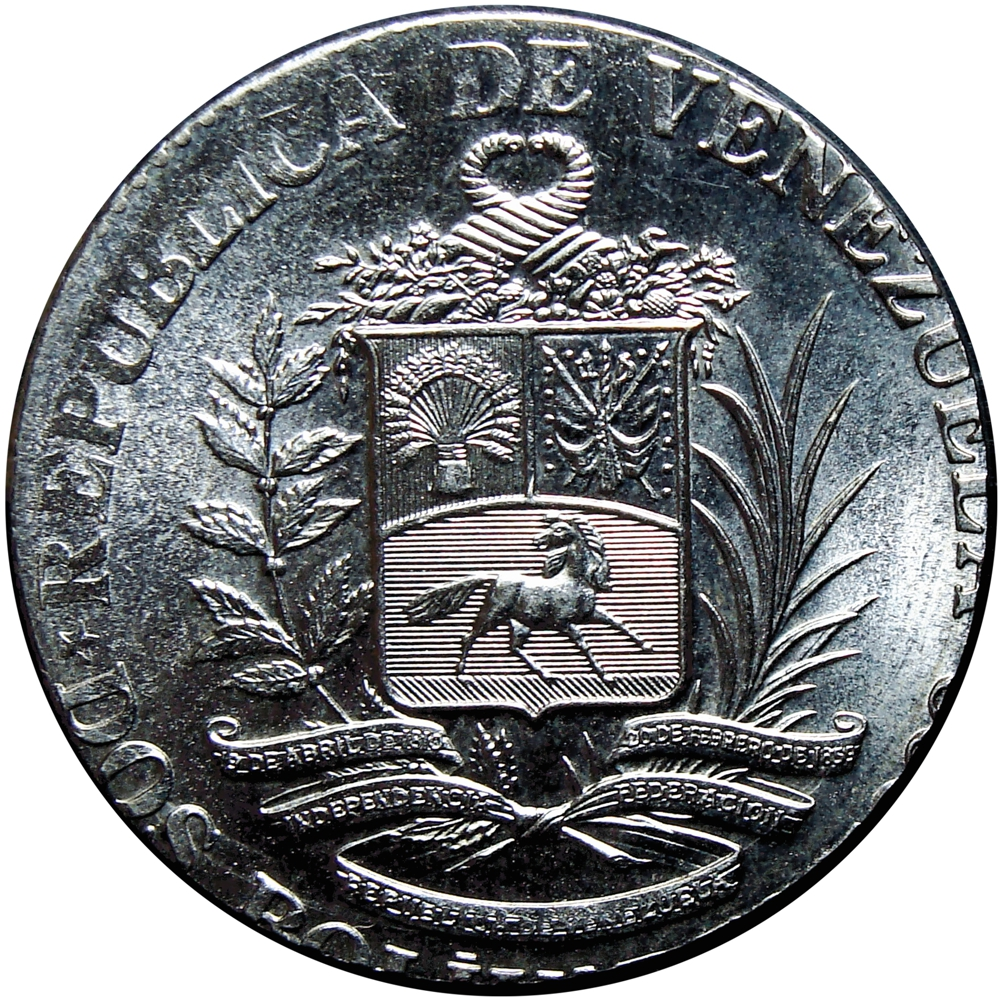 Error Moneda 2 Bolívares 1988 sobre Cospel Más Pequeño  - Numisfila