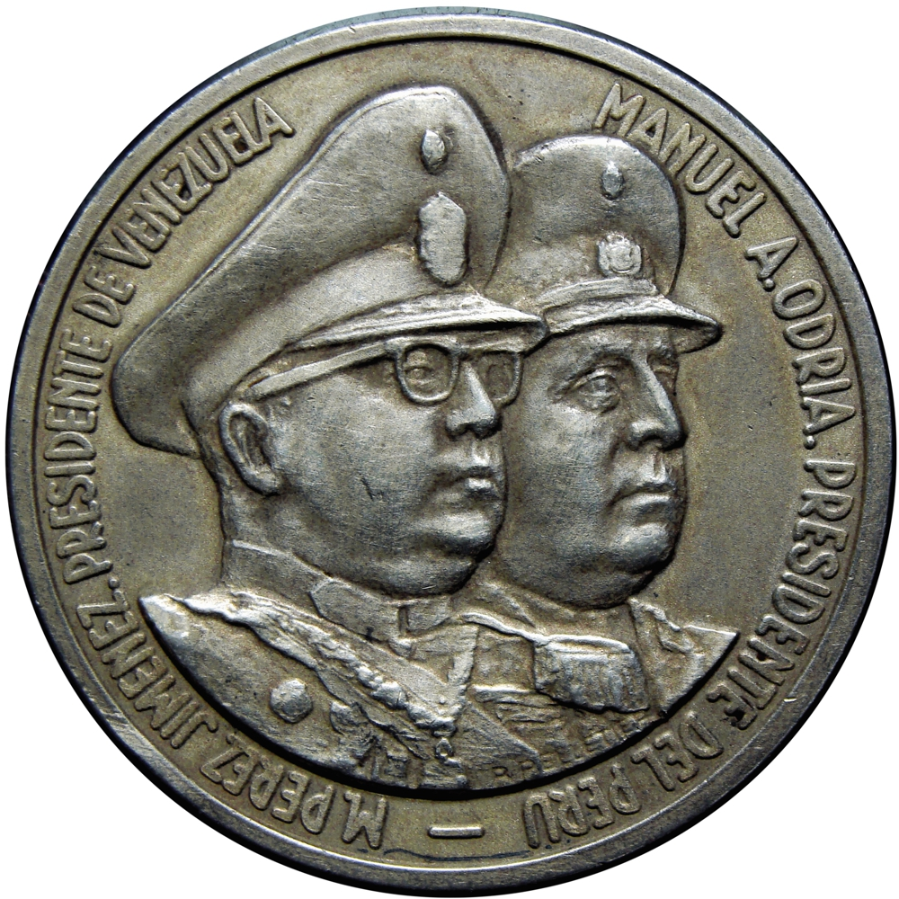 Perú Medalla Marcos Pérez Jiménez y Manuel A. Odria 1955 - Numisfila