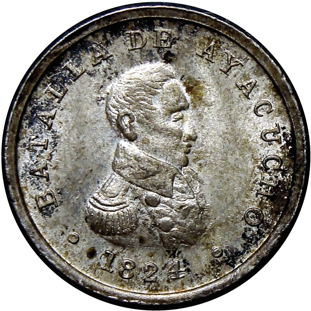 Perú Bolívar y Leguía Medalla de Plata Centenario Ayacucho 1924 - Numisfila