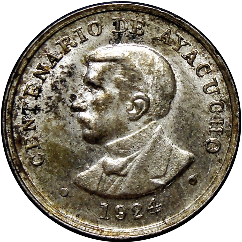 Perú Bolívar y Leguía Medalla de Plata Centenario Ayacucho 1924  - Numisfila