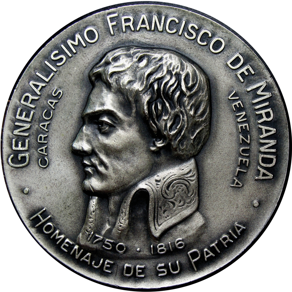 Escasa Medalla de Plata Francisco de Miranda 1950 Leander - 50 mm - Numisfila