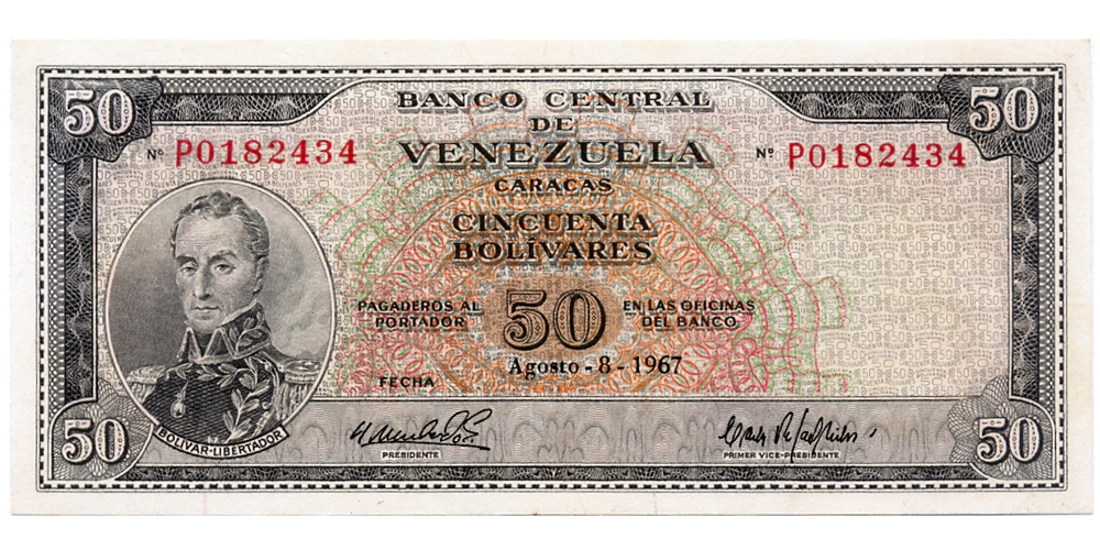 Billete 50 Bolívares 1967 P7 Serial P0182434 - Numisfila