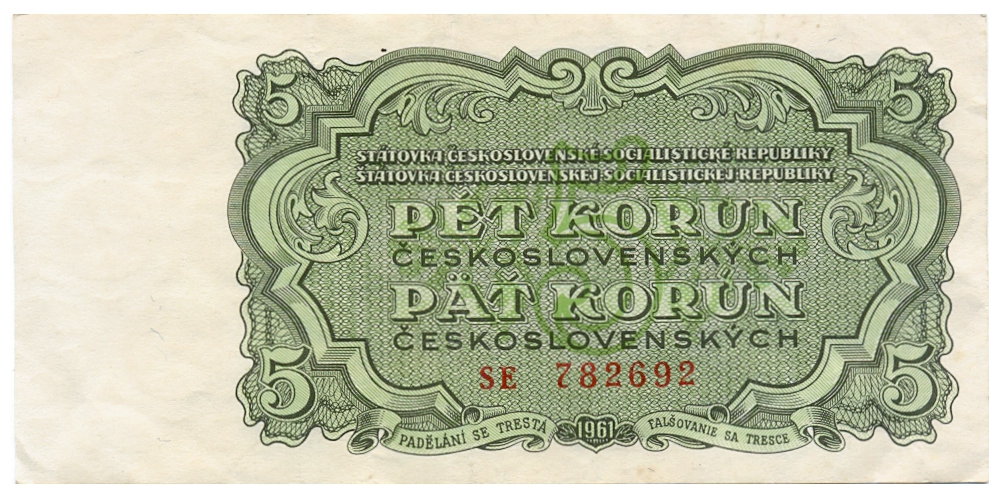 Billete Checoslovaquia 5 Korun 1961  - Numisfila