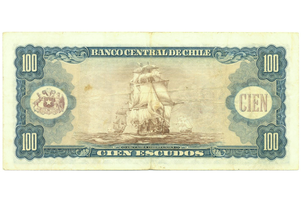 Billete Chile 100 Escudos 1962  - Numisfila