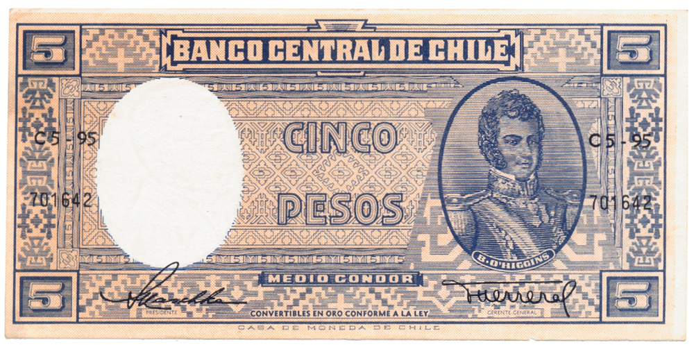 Billete Chile 5 Pesos ½ Condor (1958 - 1959)  - Numisfila