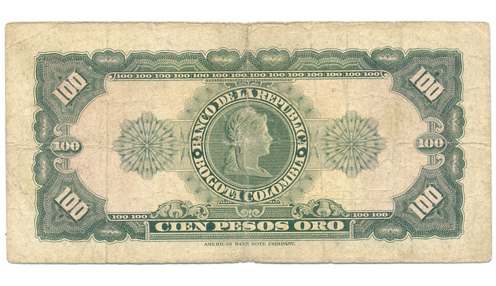 Billete Colombia 100 Pesos Oro 1958 Santander  - Numisfila
